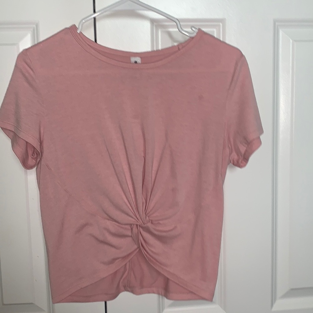 Light pink work out twist top